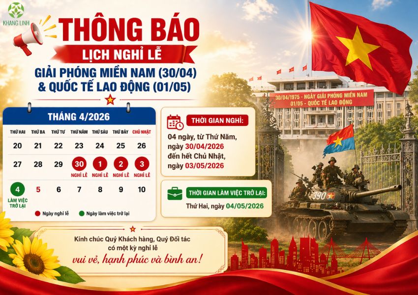 THÔNG BÁO LỊCH NGHỈ LỄ GIẢI PHÓNG MIỀN NAM (30/04) & QUỐC TẾ LAO ĐỘNG (01/05)